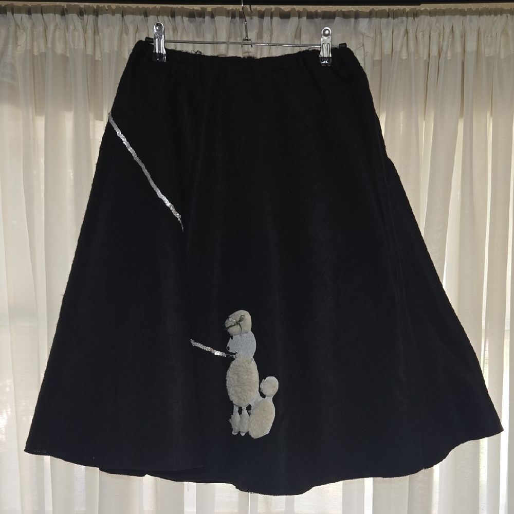 Black Poodle Embroidered Skirt